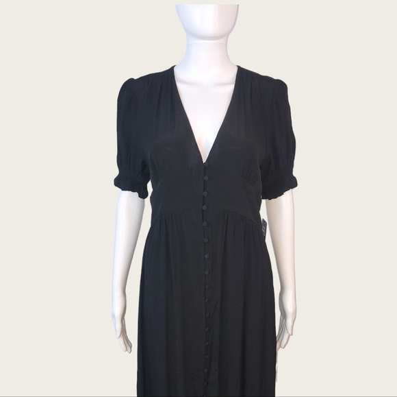 Express Button Down Short Sleeve Maxi Dress Black Size Small - Picture 6 of 10